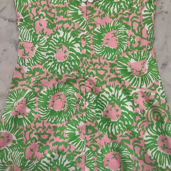 Like new! Lilly Pulitzer Liz Sunnyside Lions Print Green & Pink Shift Dr… - Picture 10 of 14